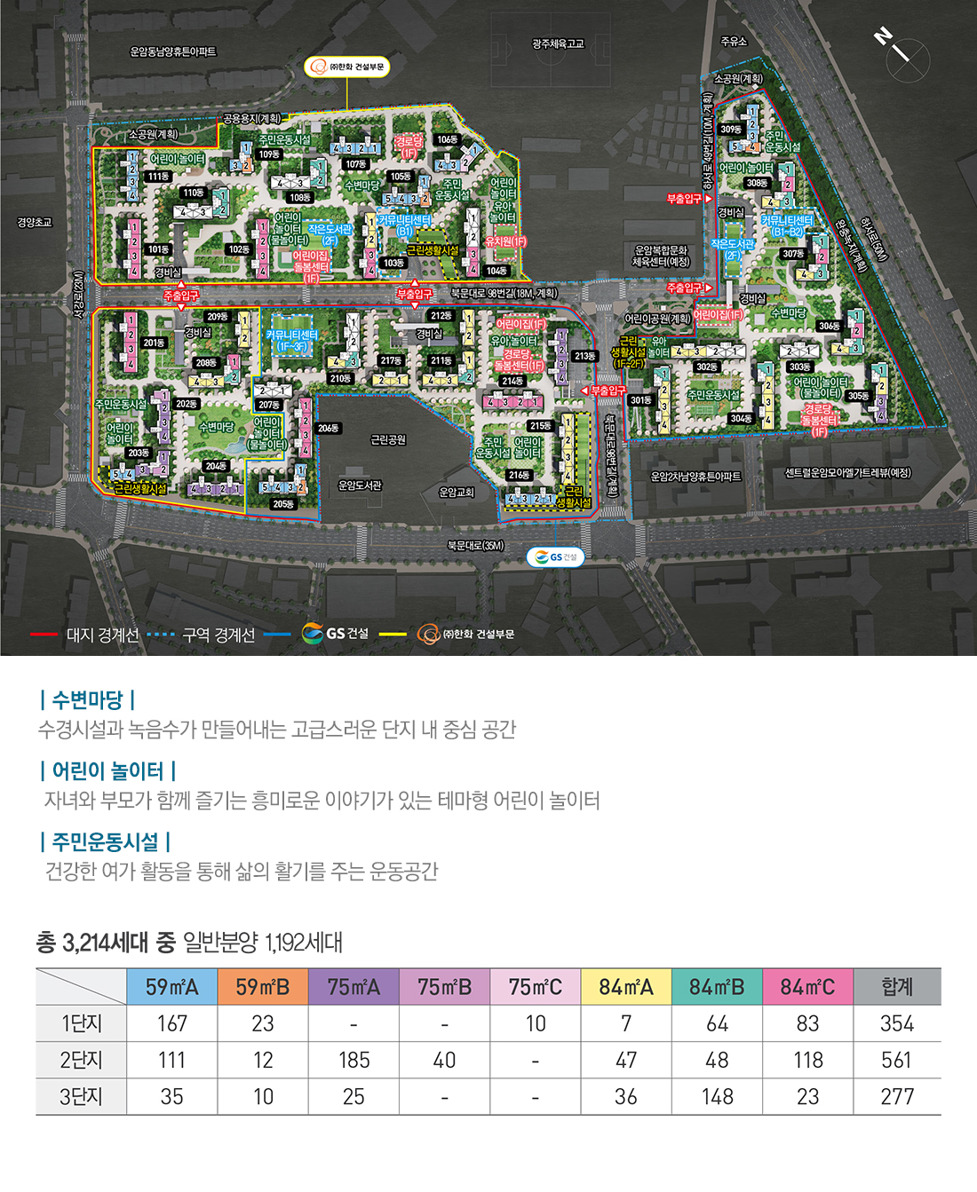 운암자이포레나 단지 배치도